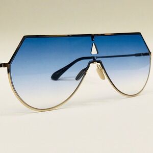 Oversized Shield Sunglasses Flat Top Visor Shades Blue Lens Fashion Street‎ Wear